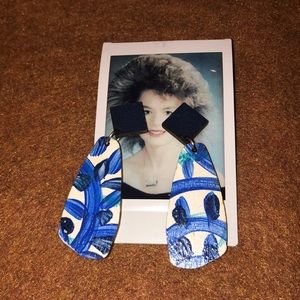 Hand painted wood earrings